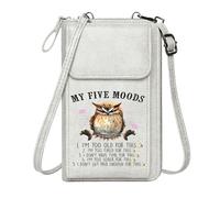 GEEADNB Personalized Leather Cell Phone Wallet Customized Small Bags Whimsical cupcakes Playful affectionate theme Cartoon-style owl Suitable for Daily Gifting Season Gifts