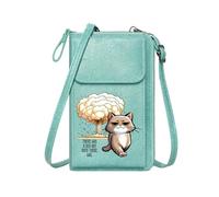 GEEADNB Personalized Leather Cell Phone Wallet Lightweight Women's Shoulder Bag Atomic Explosion Humorous Contrast Cartoon Cat for Valentine's Day Birthday Gifts Suitable for Daily Gifting