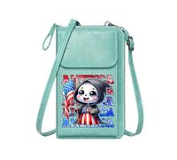 GEEADNB Personalized Leather Cell Phone Wallet Lightweight Women's Shoulder Bag Cartoon Grim Reaper American flag design Playful aesthetic Suitable for Daily Gifting PU Leather Phone Bags
