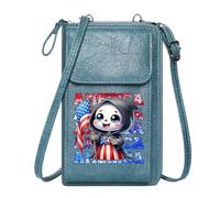GEEADNB Personalized Leather Cell Phone Wallet Lightweight Women's Shoulder Bag Cartoon Grim Reaper American flag design Playful aesthetic Suitable for Daily Gifting PU Leather Phone Bags