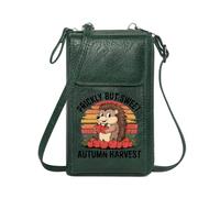 GEEADNB Personalized Leather Cell Phone Wallet RFID Blocking Zipper Phone Wallet Hedgehog Red Apples Setting Sun Large Capacity Purse Gift for Everyday Use or Gift Idea