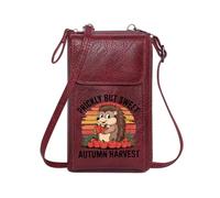 GEEADNB Personalized Leather Cell Phone Wallet RFID Blocking Zipper Phone Wallet Hedgehog Red Apples Setting Sun Large Capacity Purse Gift for Everyday Use or Gift Idea