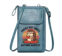 GEEADNB Personalized Leather Cell Phone Wallet RFID Blocking Zipper Phone Wallet Hedgehog Red Apples Setting Sun Large Capacity Purse Gift for Everyday Use or Gift Idea