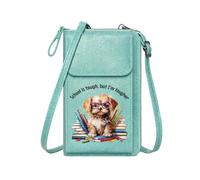 GEEADNB Personalized Leather Cell Phone Wallet Small Shoulder Bag cute puppy educational theme school resilience Elegant Gift for Mother's Day Classic Outfit