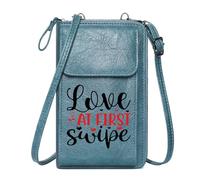 GEEADNB Personalized Leather Cell Phone Wallet Women Crossbody Purse minimalist red rose AT FIRST phrase black background Classic Outfit Leather Purse for Lover