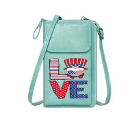 GEEADNB Personalized Leather Cell Phone Wallet Women Leather Crossbody Purse Patriotic theme Uncle Sam character American flag design Holiday Customized Gift Large Capacity Purse Gift