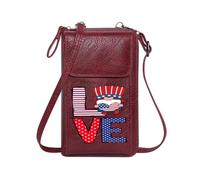 GEEADNB Personalized Leather Cell Phone Wallet Women Leather Crossbody Purse Patriotic theme Uncle Sam character American flag design Holiday Customized Gift Large Capacity Purse Gift