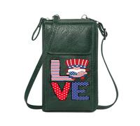 GEEADNB Personalized Leather Cell Phone Wallet Women Leather Crossbody Purse Patriotic theme Uncle Sam character American flag design Holiday Customized Gift Large Capacity Purse Gift