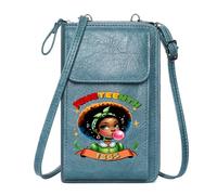 GEEADNB Personalized Leather Cell Phone Wallet Women’s RFID Clutch Purse Emancipation Celebration Juneteenth Elegant Gift for Mother's Day Present