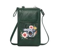 GEEADNB Personalized Leather Cell Phone Wallet Zip Around Credit Card Bags Floral and Feathers Vintage Camera Oh Snap Adjustable Strap Perfect for Teacher's Day