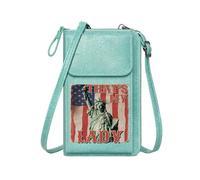 GEEADNB Personalized Small Bags with Pocket Cell Phone Purse with Zipper Vintage Design Statue of Liberty Patriotism Perfect for Teacher's Day Personalized Gifts for Girlfriend Friends