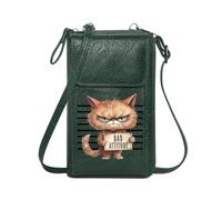GEEADNB Personalized Small Bags with Pocket Cell Phone Wallet Purses Cartoon Cat Black Background Bad Attitude Suitable for Everyday Use Cute Stylish Elegant Accessory