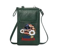 GEEADNB Personalized Small Bags with Pocket Crossbody Bags for Women MADE IN AMERICA American flag skull White daisies Long Purse for Gift Large Capacity Purse Gift