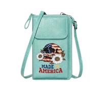 GEEADNB Personalized Small Bags with Pocket Crossbody Bags for Women MADE IN AMERICA American flag skull White daisies Long Purse for Gift Large Capacity Purse Gift