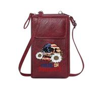 GEEADNB Personalized Small Bags with Pocket Crossbody Bags for Women MADE IN AMERICA American flag skull White daisies Long Purse for Gift Large Capacity Purse Gift