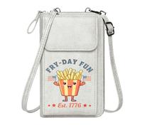GEEADNB Personalized Small Bags with Pocket Ladies Cell Phone Purse American Flags Cartoon French Fries FRY-DAY FUN Perfect for Teacher's Day for Valentine's Day Birthday Gifts