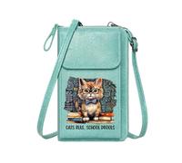 GEEADNB Personalized Small Bags with Pocket Ladies Cell Phone Purse Cute Kitten Academic Setting Whimsical Humor Adjustable Strap Personalized Gifts for Girlfriend Friends