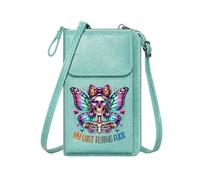 GEEADNB Personalized Small Bags with Pocket Lightweight Women's Shoulder Bag Iridescent Butterfly Wings My Last Flying Fuck Stylized Skeleton Classic Outfit