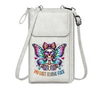 GEEADNB Personalized Small Bags with Pocket Lightweight Women's Shoulder Bag Iridescent Butterfly Wings My Last Flying Fuck Stylized Skeleton Classic Outfit