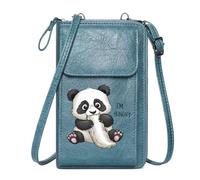 GEEADNB Personalized Small Bags with Pocket Personalized Crossbody Wallets Hungry Expression Cartoon Panda Whimsical Style Adjustable Strap Present