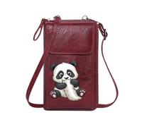 GEEADNB Personalized Small Bags with Pocket Personalized Crossbody Wallets Hungry Expression Cartoon Panda Whimsical Style Adjustable Strap Present