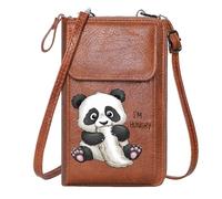 GEEADNB Personalized Small Bags with Pocket Personalized Crossbody Wallets Hungry Expression Cartoon Panda Whimsical Style Adjustable Strap Present