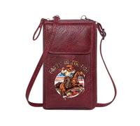 GEEADNB Personalized Small Bags with Pocket Personalized Leather Cell Phone Wallet Cowboy on horseback Party in the USA American flag motif Suitable for Everyday Use Classic Outfit