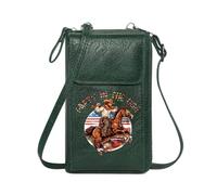 GEEADNB Personalized Small Bags with Pocket Personalized Leather Cell Phone Wallet Cowboy on horseback Party in the USA American flag motif Suitable for Everyday Use Classic Outfit