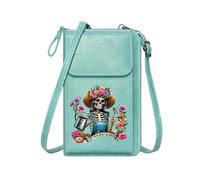 GEEADNB Personalized Small Bags with Pocket PU Leather Phone Purse Spiritual Growth Floral Symbolism Day of the Dead for Everyday Use or Gift Idea
