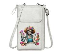 GEEADNB Personalized Small Bags with Pocket PU Leather Phone Purse Spiritual Growth Floral Symbolism Day of the Dead for Everyday Use or Gift Idea