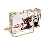 GEEADNB Personalized Small Bags with Pocket PU Leather Phone Purse WASN'T ME text Cartoon black cat Innocent denial Long Purse for Gift Classic Outfit