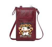 GEEADNB Personalized Small Bags with Pocket Women's Clutch Purse Crazy Heifer Cartoon Cow Sunflowers Cute Stylish Elegant Accessory for Valentine's Day Birthday Gifts