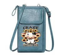 GEEADNB Personalized Small Bags with Pocket Women's Clutch Purse Crazy Heifer Cartoon Cow Sunflowers Cute Stylish Elegant Accessory for Valentine's Day Birthday Gifts