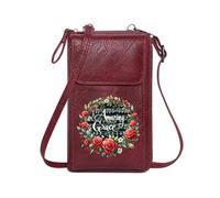 GEEADNB Personalized Small Bags with Pocket Zip Around Credit Card Bags Amazing Grace Musical Notes Floral Wreath PU Leather Phone Purse Elegant Gift for Mother's Day