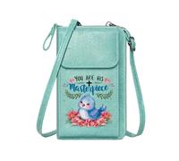 GEEADNB Phone Bags for Women Bags with Card Slots Vibrant Pink Flowers Uplifting Message Blue Bird Graduation Student Season Gifts