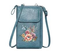 GEEADNB Phone Bags for Women Cell Phone Purse with Zipper Floral Bouquet Vibrant Colors Watercolor Artwork Suitable for Daily Gifting Romantic Gifts for Wife Girlfriend