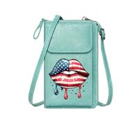 GEEADNB Phone Bags for Women Lightweight Women's Shoulder Bag Dripping Lipstick American Flag Painted Lips Romantic Gifts for Wife Girlfriend Personalized Gifts for Girlfriend Friends