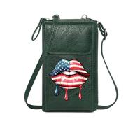 GEEADNB Phone Bags for Women Lightweight Women's Shoulder Bag Dripping Lipstick American Flag Painted Lips Romantic Gifts for Wife Girlfriend Personalized Gifts for Girlfriend Friends