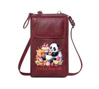 GEEADNB Phone Bags for Women Personalized Leather Cell Phone Wallet Cute Panda Food First Assorted Foods Cute Stylish Elegant Accessory Personalized Gifts for Girlfriend Friends