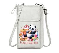 GEEADNB Phone Bags for Women Personalized Leather Cell Phone Wallet Cute Panda Food First Assorted Foods Cute Stylish Elegant Accessory Personalized Gifts for Girlfriend Friends
