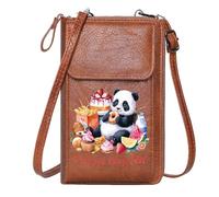 GEEADNB Phone Bags for Women Personalized Leather Cell Phone Wallet Cute Panda Food First Assorted Foods Cute Stylish Elegant Accessory Personalized Gifts for Girlfriend Friends
