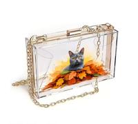 GEEADNB Phone Bags for Women RFID Blocking Zipper Phone Wallet autumn leaves gray cat abstract brushstrokes Travel Rfid Safe for Valentine's Day Birthday Gifts