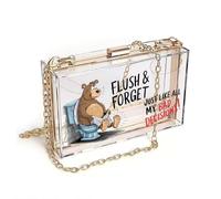 GEEADNB Phone Bags for Women Women ID Credit Card Case Cartoon Bear Flushing Toilet Humorous Metaphor Personalized Gifts for Girlfriend Friends PU Leather Phone Bags