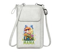 GEEADNB Phone Bags for Women Women's Clutch Purse Vibrant Mushrooms Motherhood Homage Glass Jar Ecosystem Printed Gift Season Gifts