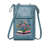 GEEADNB Phone Bags for Women Womens Travel Bags Book Knowledge growth Colorful flowers Leather Purse for Lover Elegant Gift for Mother's Day