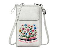 GEEADNB Phone Bags for Women Womens Travel Bags Book Knowledge growth Colorful flowers Leather Purse for Lover Elegant Gift for Mother's Day
