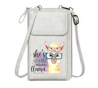 GEEADNB Phone Bags for Women Zipper Womens Wallet Playful Design Cartoon Llama Floral Crown Perfect for Printed Present Graduation Student