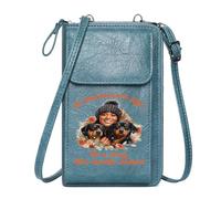 GEEADNB PU Leather Phone Crossbody Bag Ladies Cell Phone Purse Balanced Life Rottweilers Floral Elements Long Purse for Gift