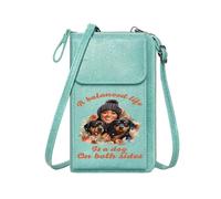 GEEADNB PU Leather Phone Crossbody Bag Ladies Cell Phone Purse Balanced Life Rottweilers Floral Elements Long Purse for Gift
