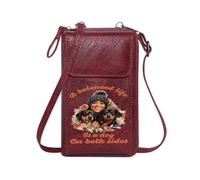 GEEADNB PU Leather Phone Crossbody Bag Ladies Cell Phone Purse Balanced Life Rottweilers Floral Elements Long Purse for Gift